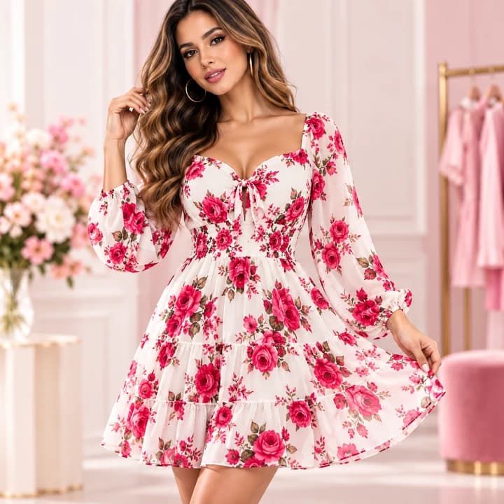 Vestido floral con modelo