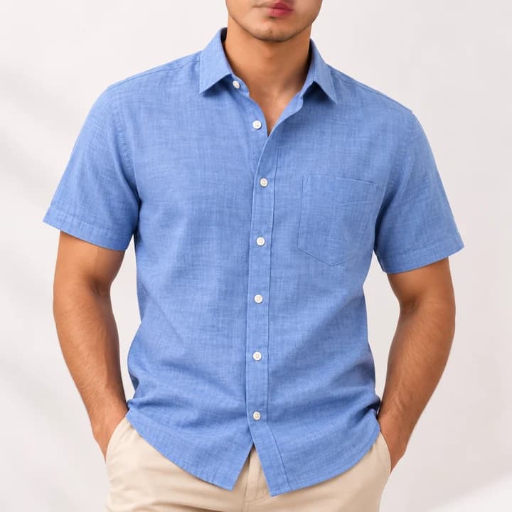 Camisa casual hombre azul