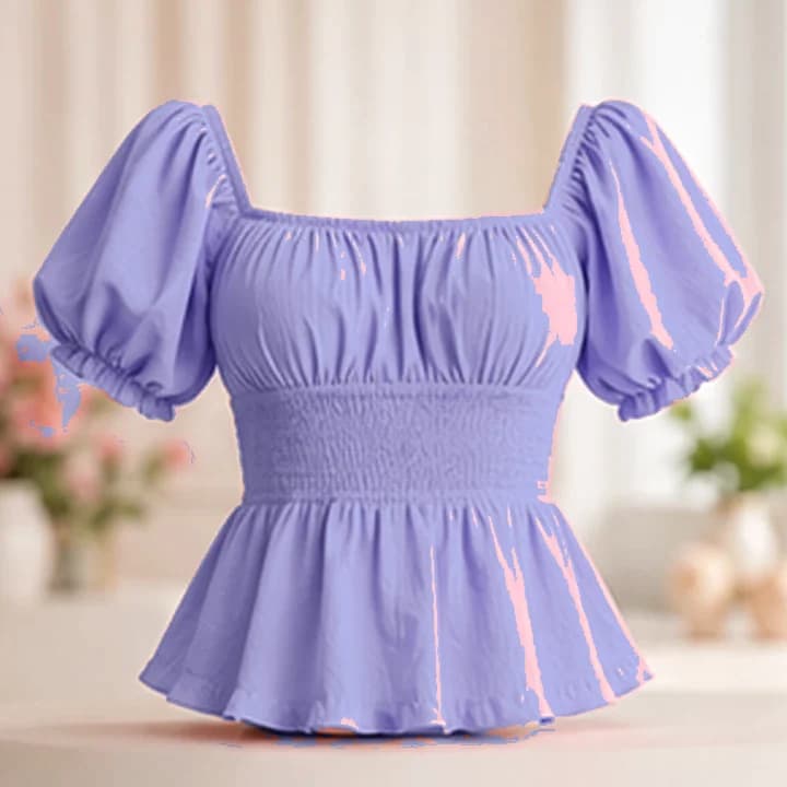 Blusa rosa manga globo · Azul profundo