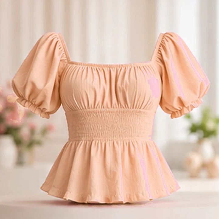 Blusa rosa manga globo · Champán