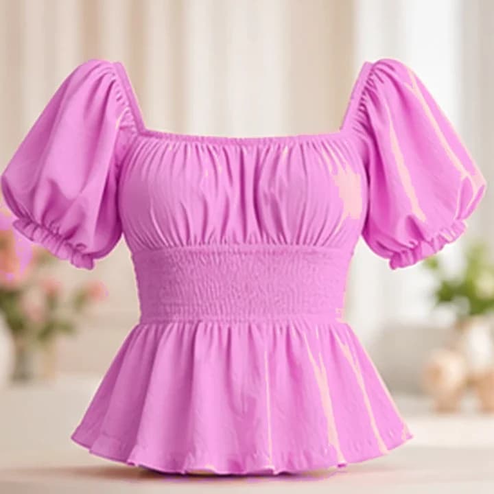 Blusa rosa manga globo · Ciruela