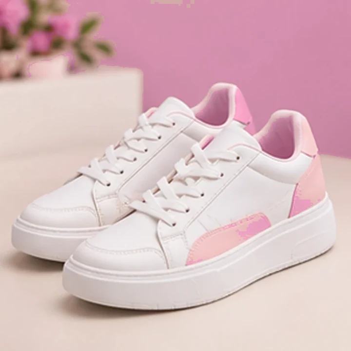 Zapatillas blancas con rosa · Fucsia