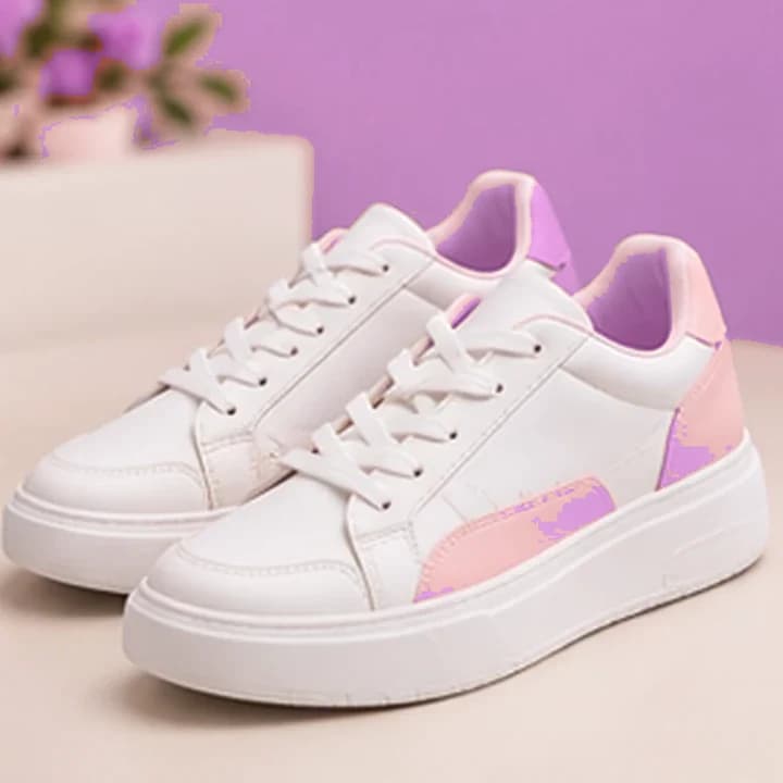 Zapatillas blancas con rosa · Malva