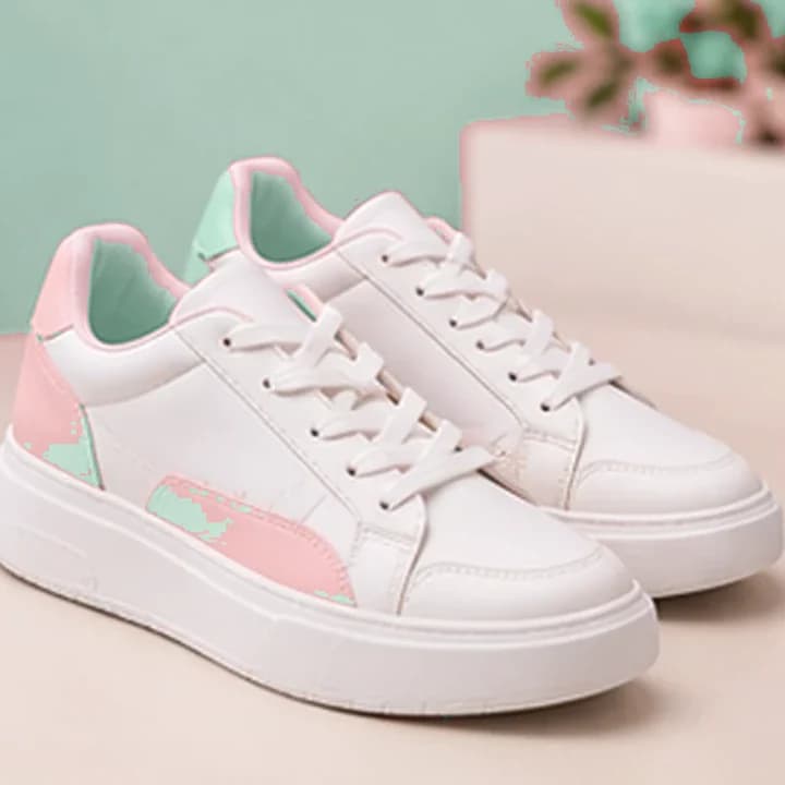 Zapatillas blancas con rosa · Menta