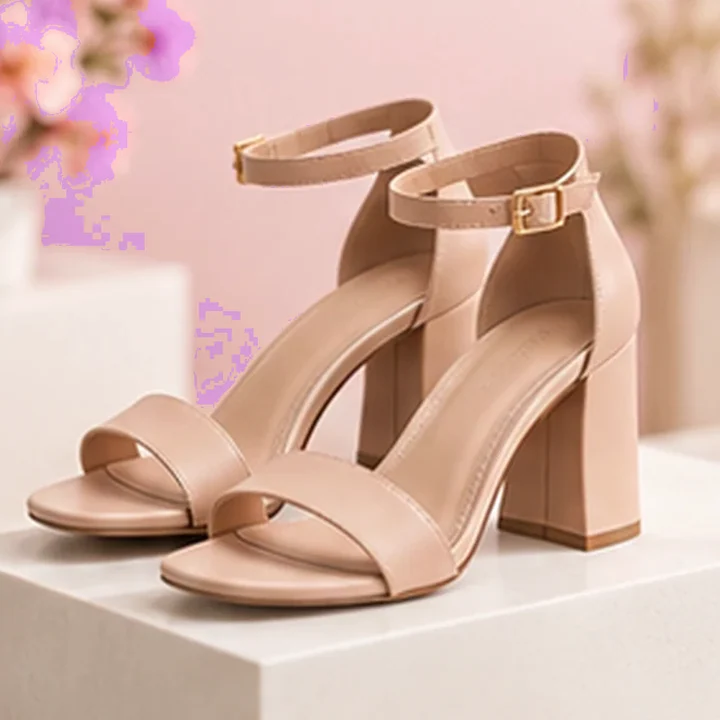 Sandalias de tacón beige · Malva