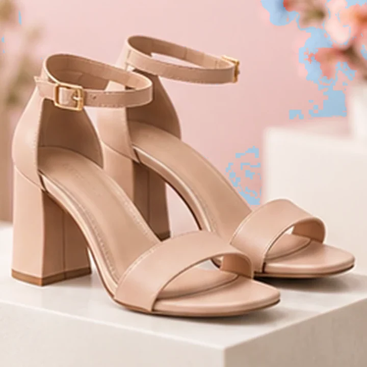 Sandalias de tacón beige · Celeste