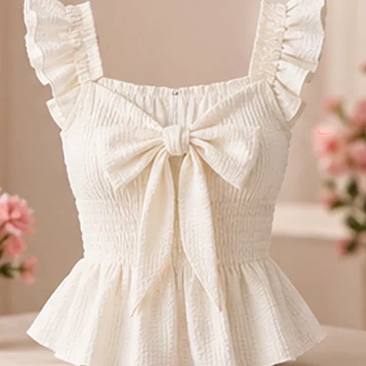 Blusa blanca con volantes · Coral