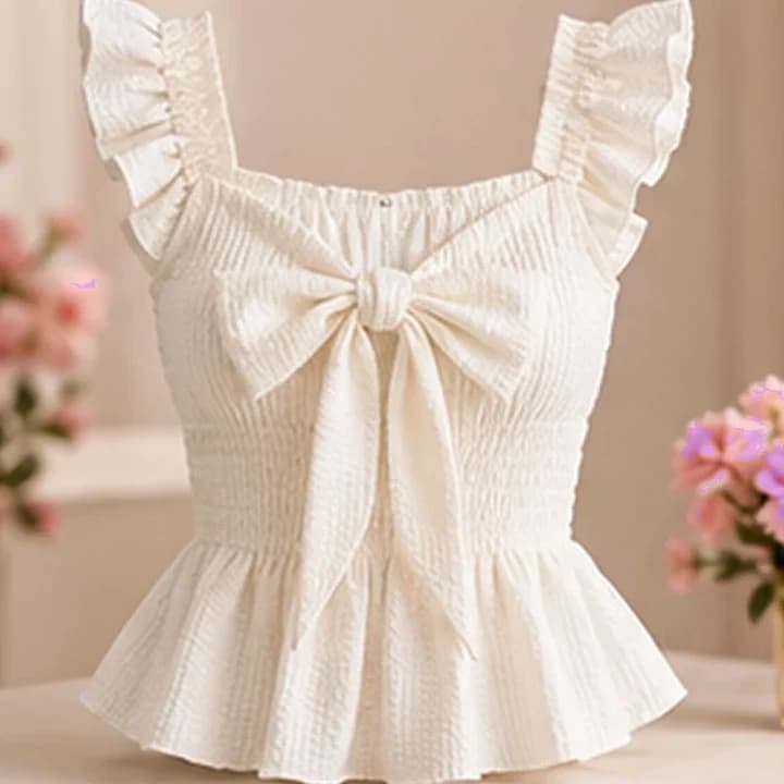 Blusa blanca con volantes · Malva