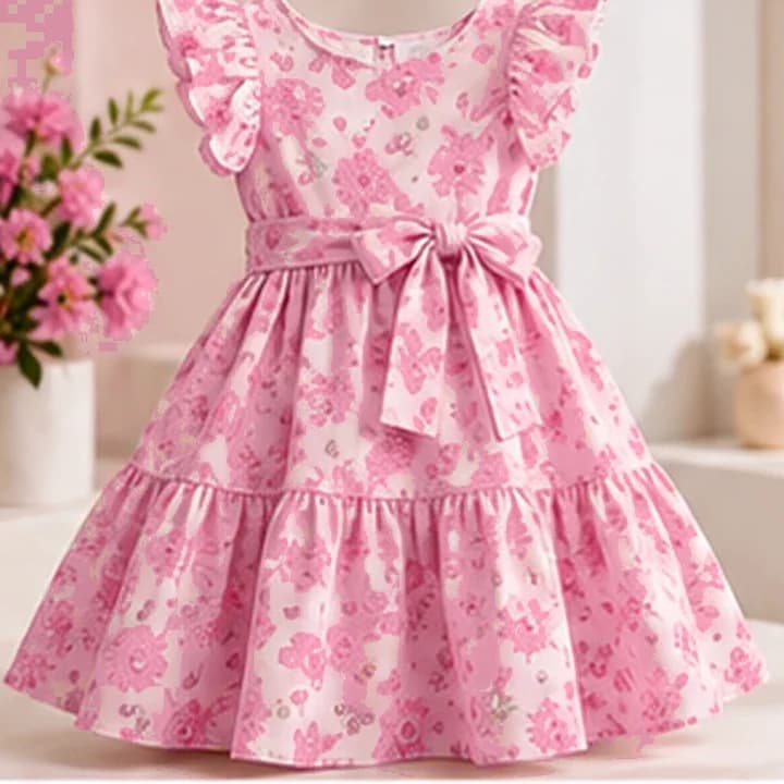Vestido niña floral · Rosa rubor