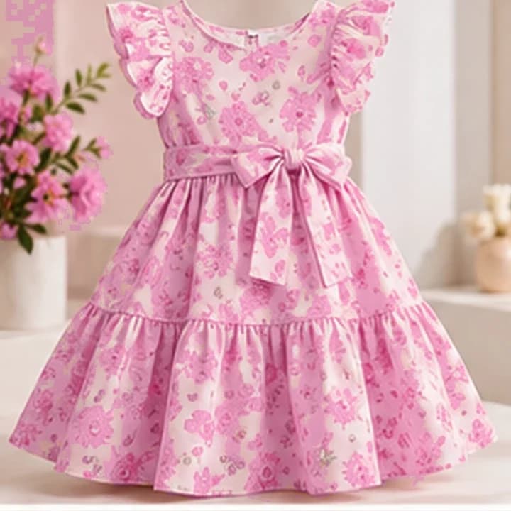 Vestido niña floral · Fucsia