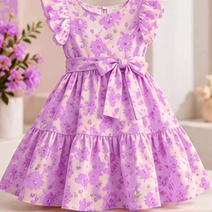 Vestido niña floral · Malva