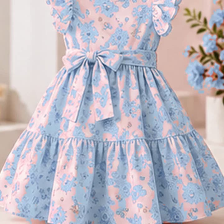 Vestido niña floral · Celeste