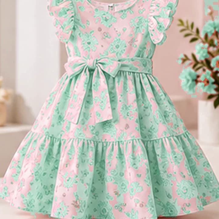 Vestido niña floral · Menta