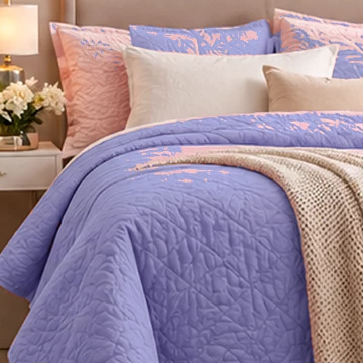 Juego de cama rosa · Azul profundo