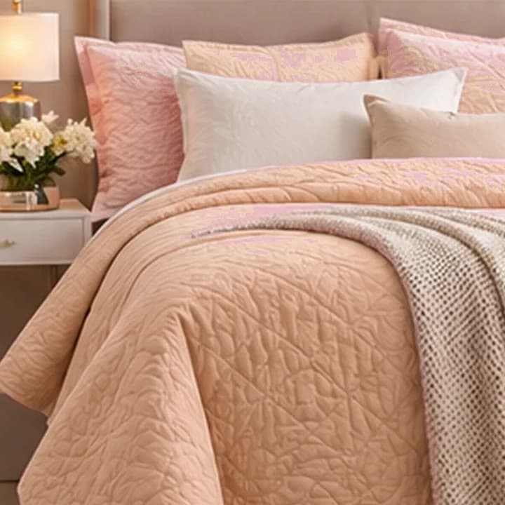 Juego de cama rosa · Champán