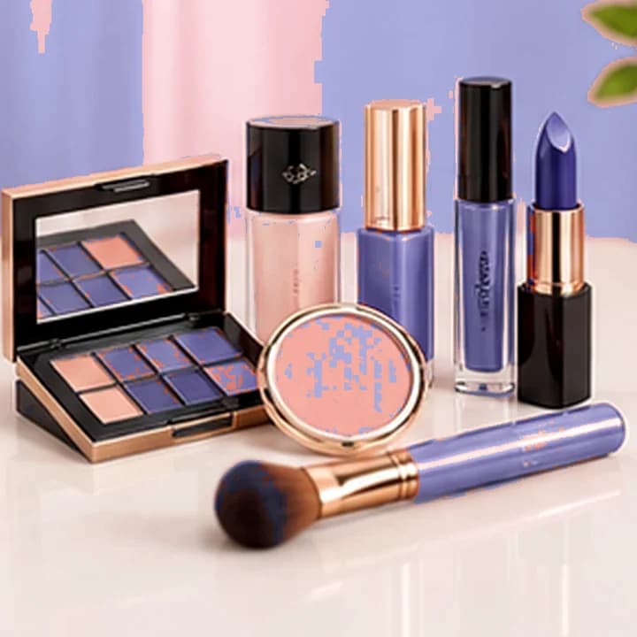 Kit de maquillaje rosa · Azul profundo