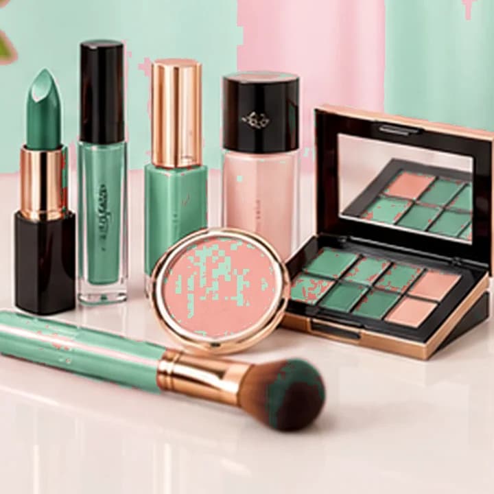 Kit de maquillaje rosa · Menta