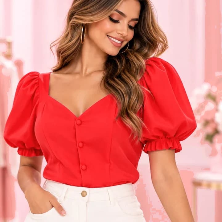 Blusa fucsia con modelo · Coral