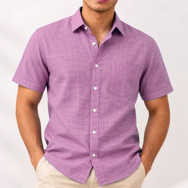 Camisa casual hombre azul · Rosa rubor