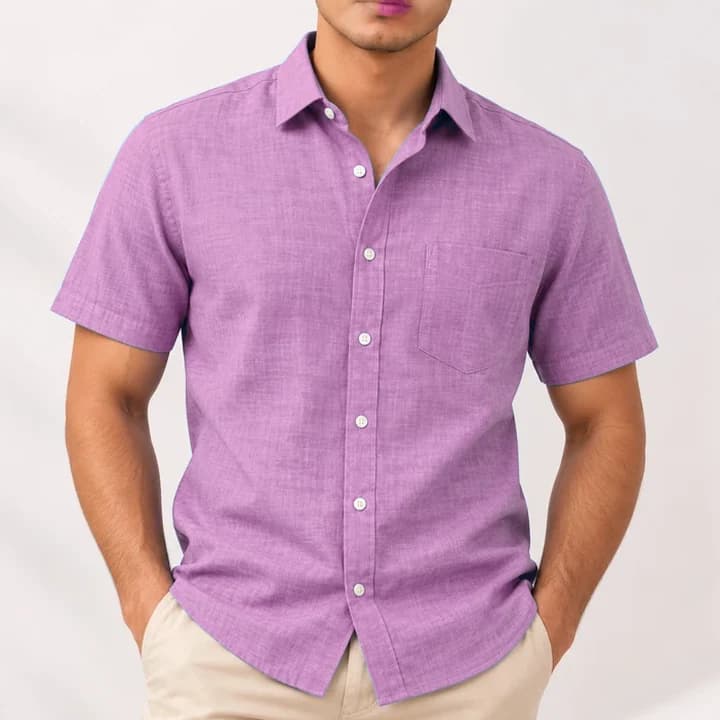 Camisa casual hombre azul · Fucsia