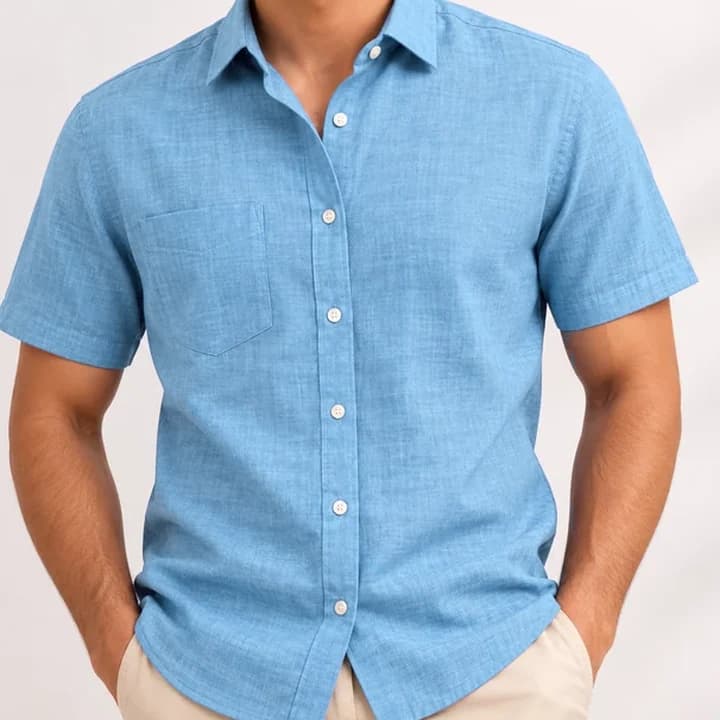 Camisa casual hombre azul · Celeste