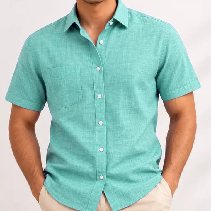 Camisa casual hombre azul · Menta